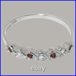 Solid 925 Sterling Silver Cubic Zirconia & Garnet Womens Eternity Ring