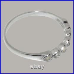 Solid 925 Sterling Silver Cubic Zirconia & Opal Womens Eternity Ring