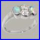 Solid 925 Sterling Silver Cubic Zirconia & Opal Womens Trilogy Ring