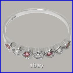 Solid 925 Sterling Silver Cubic Zirconia & Pink Tourmaline Womens Eternity