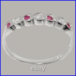 Solid 925 Sterling Silver Cubic Zirconia & Ruby Womens Eternity Ring