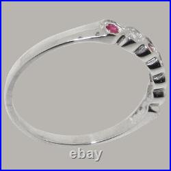 Solid 925 Sterling Silver Cubic Zirconia & Ruby Womens Eternity Ring