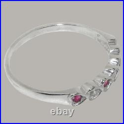 Solid 925 Sterling Silver Cubic Zirconia & Ruby Womens Eternity Ring