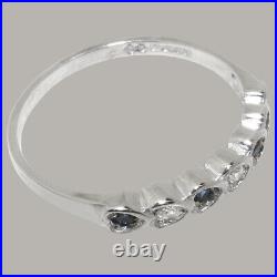 Solid 925 Sterling Silver Cubic Zirconia & Sapphire Womens Eternity Ring