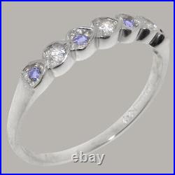 Solid 925 Sterling Silver Cubic Zirconia & Tanzanite Womens Eternity Ring