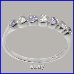 Solid 925 Sterling Silver Cubic Zirconia & Tanzanite Womens Eternity Ring
