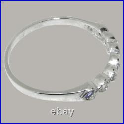 Solid 925 Sterling Silver Cubic Zirconia & Tanzanite Womens Eternity Ring