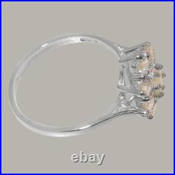 Solid 925 Sterling Silver Natural Opal & Cubic Zirconia Womens Cluster Ring