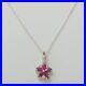 Solid 925 Sterling Silver Natural Ruby & Cubic Zirconia Womens Pendant & Chain