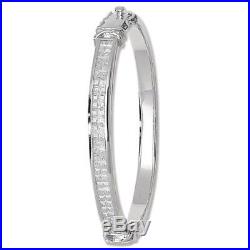 Solid Silver Bangle Ladies Cubic Zirconia Sparkling Hinged Bracelet 29 Grams