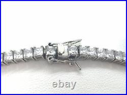 Solid Sterling 925 Silver 7.5 Bracelet With Square Cut Cubic Zirconia Stones