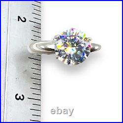 Solid Sterling Silver Cubic Zirconia 6 Prongs Solitaire Ring, Size 9