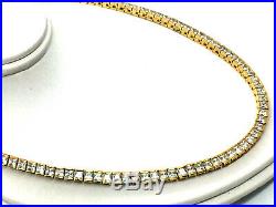 Solid Sterling Silver Gold Vermeil Princess Cut Cubic Zirconia Necklace