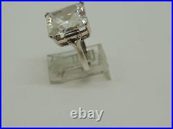 Solid Sterling Silver Lady's Cubic Zirconia Emerald Cut Ring