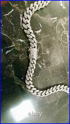 Solid Sterling silver with rhodium, 10mm Miami Cuban chain with cubic zirconia