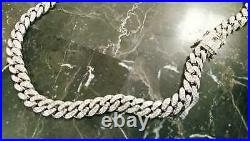 Solid Sterling silver with rhodium, 10mm Miami Cuban chain with cubic zirconia
