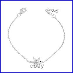 Sparkle Flower with Cubic Zirconia CZ Bracelet Recycled Sterling Silver 925