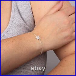 Sparkle Flower with Cubic Zirconia CZ Bracelet Recycled Sterling Silver 925