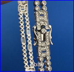Sparkling SW 925 Sterling Silver Cubic Zirconia CZ Statement Tennis Bracelet