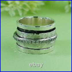 Spinner 925 Sterling Silver 3.2 Carat White Cubic Zirconia Stone Spira Ring Size
