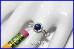 Star Sapphire and Cubic Zirconia Sterling Silver Ring (6mm Lab Created)