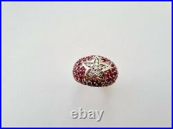 Statement Sterling Silver & Red/Clear Cubic Zirconia Star Design Ring Sz M 19gr