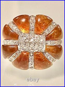 Statementbaltic Ambercubic Zirconia925 Sterling Silver Band Ringsz 518grams