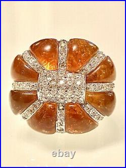 Statementbaltic Ambercubic Zirconia925 Sterling Silver Band Ringsz 518grams