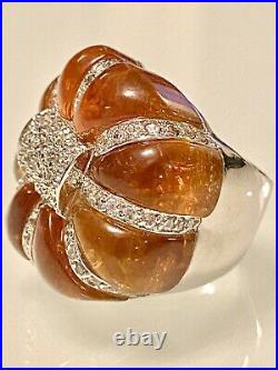 Statementbaltic Ambercubic Zirconia925 Sterling Silver Band Ringsz 518grams