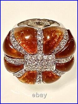 Statementbaltic Ambercubic Zirconia925 Sterling Silver Band Ringsz 518grams