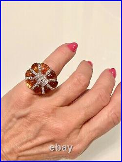 Statementbaltic Ambercubic Zirconia925 Sterling Silver Band Ringsz 518grams