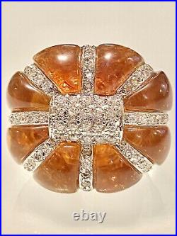 Statementbaltic Ambercubic Zirconia925 Sterling Silver Band Ringsz 518grams