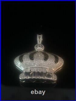 Sterling 925 Silver & Synthetic Cubic Zirconia King Crown Pendant 12g