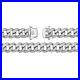 Sterling Silver 12mm Cubic Zirconia Set Cuban Chain Necklace 22 30 Inch