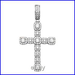 Sterling Silver 40MM High Cubic Zirconia Set Cross Pendant