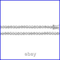 Sterling Silver 4mm Round Cubic Zirconia Set Chain Necklace
