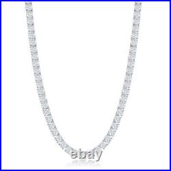 Sterling Silver 4mm Round Cubic Zirconia Tennis Necklace
