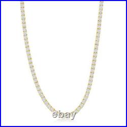 Sterling Silver 4mm Round Cubic Zirconia Tennis Necklace Gold Plated