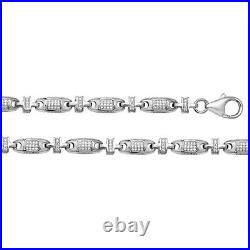 Sterling Silver 5mm Cubic Zirconia Set Chain Necklace