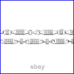 Sterling Silver 7mm Cubic Zirconia Set Block Chain Necklace