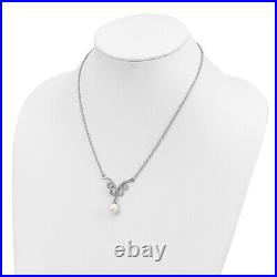 Sterling Silver 8-9mm White FWC Pearl Cubic Zirconia with1in ext. 16.5 Necklace