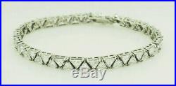 Sterling Silver 925 15.00ctw Trillion Cut Cubic Zirconia Tennis Bracelet-8.5