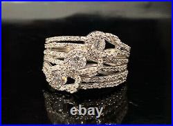 Sterling Silver 925 2.00ctw Round Cut Cubic Zirconia Wide Fancy Cocktail Ring 9
