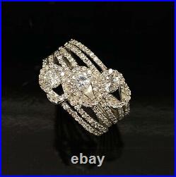 Sterling Silver 925 2.00ctw Round Cut Cubic Zirconia Wide Fancy Cocktail Ring 9