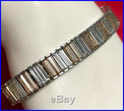 Sterling Silver 925 Baguette Two-tone Cubic Zirconia 7.5 Ladies Tennis Bracelet