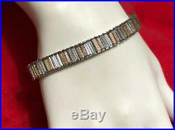 Sterling Silver 925 Baguette Two-tone Cubic Zirconia 7.5 Ladies Tennis Bracelet