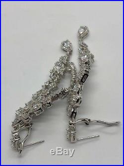 Sterling Silver 925 Chandelier Cubic Zirconis Evening Earrings