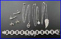 Sterling Silver 925 Clear Cubic Zircona Cz Chain Necklaces Earrings Bracelet Lot