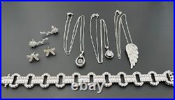 Sterling Silver 925 Clear Cubic Zircona Cz Chain Necklaces Earrings Bracelet Lot