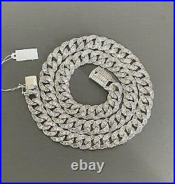 Sterling Silver 925 & Cubic Zirconia Baguette All Around Chain Necklace 22 Long